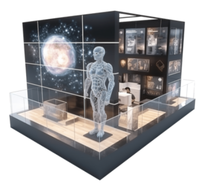 Illustration of a spatial virtual exhibition booth